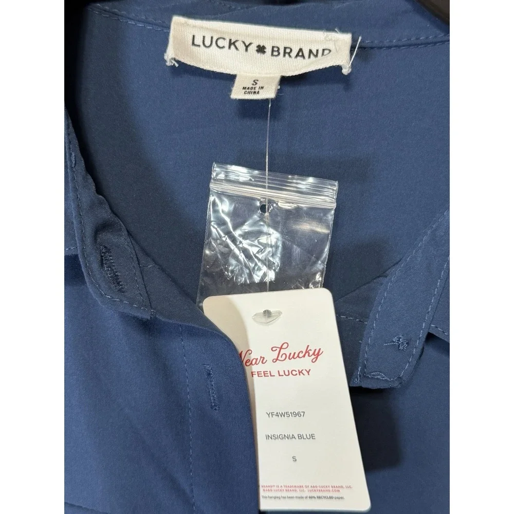 Lucky Brand Blue long sleeve Button Front Tailored Shirt Dress Size Small NWT